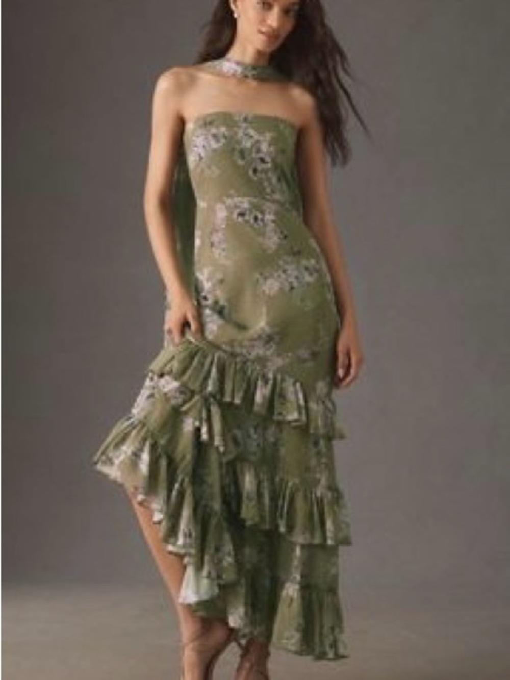 BHLDN Molly Strapless Chiffon Scarf Maxi Dress